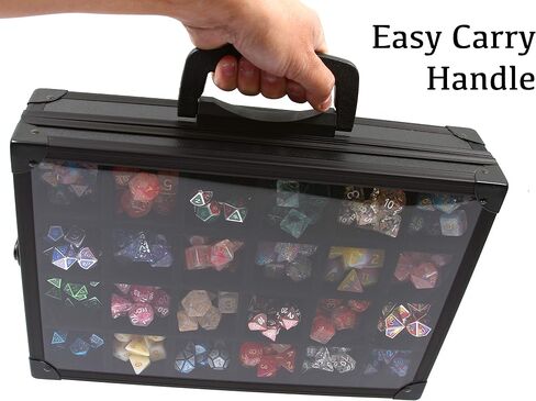 Forged Dice Co. Dice Display Case and Rolling Tray with 2 Removable Divided Dice Trays - Storage Box Holds up to 480 Metal or Plastic Polyhedral Dice Sets - Great for Dice Collectors or RPG D&D Games in Kuwait