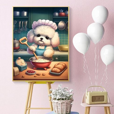مجموعات طلاء UPABLUNSO Baking Bichon الماسية، DIY 5D لطيف وممتع للمطبخ بنقاط ألماس مستديرة بالكامل للبالغين والاسترخاء وديكور جدار المنزل هدية 12 × 16 بوصة in Saudi Arabia