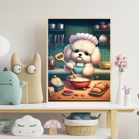 مجموعات طلاء UPABLUNSO Baking Bichon الماسية، DIY 5D لطيف وممتع للمطبخ بنقاط ألماس مستديرة بالكامل للبالغين والاسترخاء وديكور جدار المنزل هدية 12 × 16 بوصة in Saudi Arabia