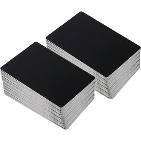 200 PCS 3.4 x 2.1 Inches(0.21mm Thick) Metal Business Card, Black Aluminum Blank Cards, Metallic Name Cards Laser Engraved for DIY Gift Cards Member Cards