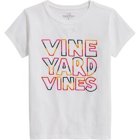 vineyard vines Girls' Rainbow Vv Embroidery Short-Sleeve Tee