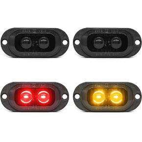 4PCS White 2.5 Inch 2LEDs Trailer Marker Lights Clearance Indicator Lights Surface Mount Exterior Front Rear Side Marker Lights For Trailer Truck Boat Tractor Van RV (White)
