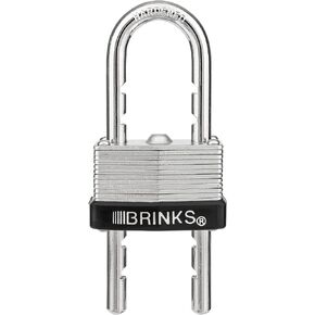 BRINKS - 40mm Laminated Steel Keyed and Warded Padlock with Adjustable Shackle - Chrome Plated with Hardened Steel Shackle