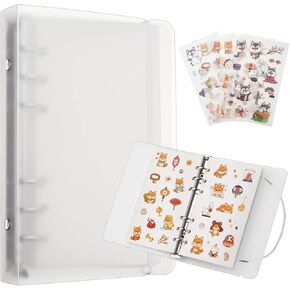 Coowayze Sticker Book Collecting Album Reusable Sticker Storage Book, 60 Sheets Blank Release Paper with A6 Binder Cover, Sticker Collection Organizer Notebook for Stickers Washi Labels