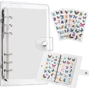 Coowayze Sticker Book Collecting Album Reusable Sticker Storage Book, 60 Sheets Blank Release Paper with A6 Binder Cover, Sticker Collection Organizer Notebook for Stickers Washi Labels