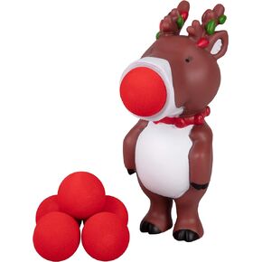 Hog Wild Holiday Christmas Reindeer Popper Toy - Squeeze & Shoot Foam Balls Up to 20ft - Gift for Kids, Boys & Girls