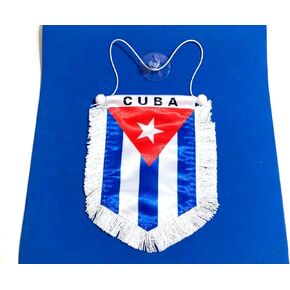 Cuban Car flag rearview mirror accessories accessories Cuba flags with Contemporary White Trim – Elevate Your Ride with Timeless Elegance!