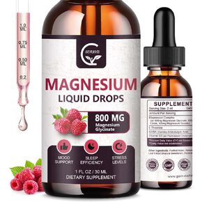 (2 Pack) Magnesium Glycinate Liquid Drops | 1000mg Liquid Magnesium Complex with D3, L-Thea & GABA for Energy, Sleep, Nerve and Heart Health, High Absorption, Raspberry Flavor
