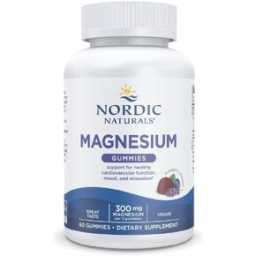Nordic Naturals Magnesium Gummies for Adults, Blueberry Lavender Flavor - 60 Gummies - Vegan Magnesium Supplement for Mind, Mood, and Cardiovascular Support - Non-GMO Magnesium Citrate - 20 Servings