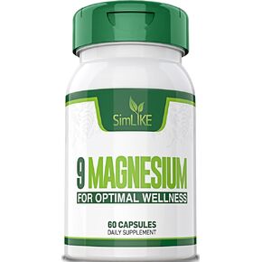 Magnesium Supplement with 9 Forms of High Absorption Magnesium: L-threonate, Glycinate, Citrate, Malate and More for Muscle, Brain Support, Non-GMO, Gluten & Soy Free, 60 Capsules