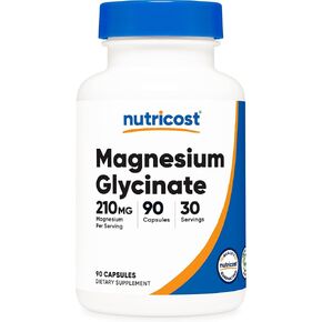 Nutricost Magnesium Glycinate Capsules (90 Capsules, 210 mg Magnesium Glycinate Per Serving) - Magnesium Glycinate Supplement for Gentle Absorption