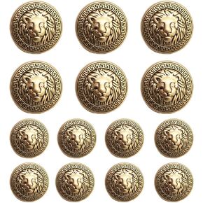 14 Pieces Lion Gold Metal Blazer Button Set 18MM 23MM for Blazers, Suits, Sport Coats, Uniform, Jackets (MBM31)