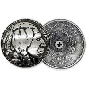 CRAFTMEMORE 2pcs 1-3/8 Inches Indian Head Screw Back Conchos Gaur Rodeo Cowboy Leathercraft Embellishment Buttons CHS38 (Bronze)