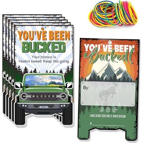 You've Been Bucked Bronco Tags | Buck Buck Bronco | Buck Yeah Bronco Tags | Buck Bronco Tag Attach to Plastic Bronco Horse Figurine | 35 Pack | with Hole and Rubber Bands(3BK18)
