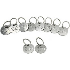 علامات الأرقام 1-10، 25 مم 304 من الفولاذ المقاوم للصدأ علامات مفاتيح مرقمة مجوفة مع حلقات، سلسلة مفاتيح لعلامات تعريف الأرقام in Kuwait