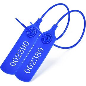 Middle Duty Plastic Seal Pull-Tite Security Seal Numbered Security Tags Self-Locking Safety Ties Zip Ties for Garment Cloethes Shoes Bags and Logistics (Yellow, 100 PCS)