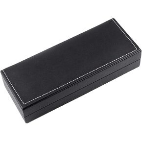 luzen 1PC PU Leather Long Pen Gift Box Rectangle Empty Ballpoint Fountain Pen Display Organizer Storage Case Single Pen Collection Box for Men an Women Business Office School Supplies, Black