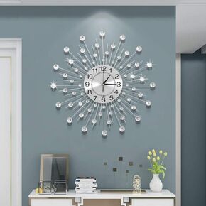 24 INCH Large Wall Clock for Living Room Decor,Non-Ticking Quiet Metal Petals Dial Glass Big Wall Clocks Black for Bedroom,bedrooms Kitchen and Small Space Decoration