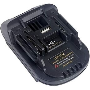 EID DM18M Battery Adapter Fit for Makita 18V Tool, Work for Dewalt 20V Battery and Milwaukee M18 18V Battery, Replace for BL1830 BL1840 BL1850 with USB Port (Adapter Only)