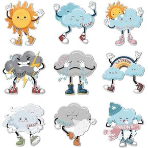 Fulmoon 9 Pcs Weather Posters Set Human Shaped Weather Table Chart Weather Bulletin Board Division Chart Artificial Weather Chart for Preschool Kindergarten Leaning Studying Classroom Wall Decor in Saudi Arabia