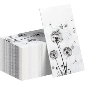 200 Sheets Dandelion Guest Towels Disposable for Bathroom Disposable Paper Napkins for Dinner Party Kitchen Floral Paper Hand Towels for Guest Party Supplies (4.3 x 7.9 Inch)