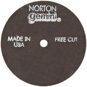 Norton Gemini Fast Cut Small Diameter Reinforced Abrasive Flat Cut-off Wheel, Type 01, Aluminum Oxide, 3/8" Arbor, 3" Diameter x 0.35" Thickness (Pack of 25)