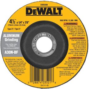 DEWALT DW8404 4-1/2-Inch by 1/4-Inch by 7/8-Inch Aluminum Grinding Wheel (25-Pack)