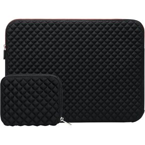 MOSISO Laptop Sleeve Compatible with 17-17.3 inch Dell XPS/HP Pavilion/Ideapad/Acer/Alienware/HP Omen, Neoprene Diamond Foam Carrying Bag Cover with Corner Protection & Small Case, Black