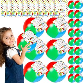 48 PCS End of Year Student Gifts Summer Beach Balls Bulk Summer Swimming Beach Balls Inflatable Hawaiian Party Decorations with 24 Pcs Gift Cards End of Year Students Gift