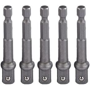 5 Pieces Impact Adapter Square Socket Adapter, 1/4" Hex Shank to 3/8" Square Socket Bit, Extension Socket Driver Bits Impact Socket Adapter for Automotive DIY