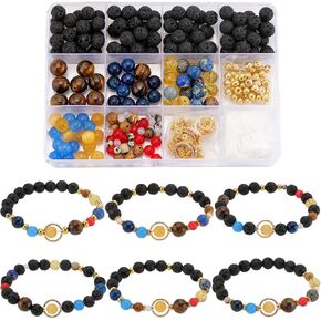 SUNNYCLUE 1 Box 6 Sets Solar System Bracelet Making Kit Guardian Star Bracelets Universe Planet Galaxy Beads Gemstone Bead Natural Stone Beads for Jewelry Making Kits Beading Space Gift Supplies