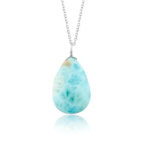 Natural Lapis Lazuli Cabochon Crystal Pendant Necklace, Polished Pear Gemstone, Chakra Healing Gift, Dainty Women Jewelry, 925 Sterling Silver Chain 18 inch