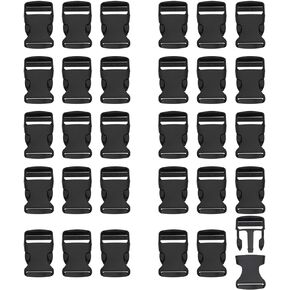 RETON 30 PCS 1 1/4 Inch Side Release Buckles, Heavy Duty Plastic Buckles Clips Black Adjustable Quick Release Buckle, Backpack Buckle Replacement for Nylon Webbing Straps Belt Dog Collars (32MM)