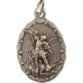 925 STERLING SILVER SAINT MICHAEL THE ARCHANGEL OVAL SHAPE MEDAL - PATRON SAINT OF POLICE - 100% MADE IN ITALY