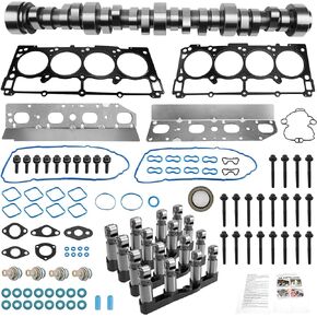 Non MDS 5.7L Hemi Camshaft Lifter Kit With MLS Head Gaskets Bolts Set Timing Cover Gasket, Compatible with 2009-2015 Dodge Ram 1500 Chrysler Aspen, Replace# 53022263AF 53021720AB TCS46049