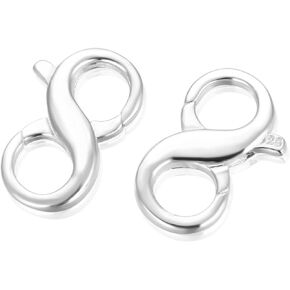 2pcs Adabele Authentic 925 Sterling Silver 16mm Double Opening Figure 8 Trigger Clasp Necklace Enhancer Hypoallergenic Nickel Free for Jewelry Making SS68-1