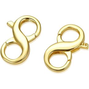 2pcs Adabele Authentic 925 Sterling Silver 16mm Double Opening Figure 8 Trigger Clasp Necklace Enhancer Hypoallergenic Nickel Free for Jewelry Making SS68-1