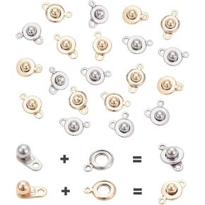PH PandaHall 20 Sets 2 Colors Snap Button Clasps Closure Fastener Clasp Ball & Socket Snap for Necklace Bracelet DIY Craft