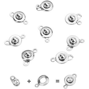 PH PandaHall 20 Sets 2 Colors Snap Button Clasps Closure Fastener Clasp Ball & Socket Snap for Necklace Bracelet DIY Craft