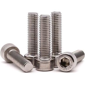 M10-1.5 x 100mm (6 Pack) Stainless Socket Head Cap Screws, 304 Stainless Steel 18-8, Plain Finish, Full Thread Coverage, by RoyceMart
