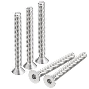 uxcell 3/8-16x1-3/4 Flat Countersunk Head Socket Cap Screws, 5Pcs 304 Stainless Steel Hex Socket Flat Head Screws, Full Thread, Countersunk Bolts