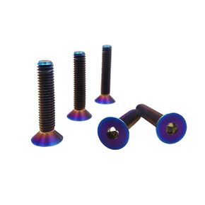 RISON Titanium Ti Bolts M5x15mm Titanium Countersunk Hex Socket Cap Bolt Rainbow Flat Head Hex Socket Cap Screw Bolt Pack of 5