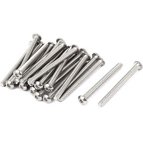 uxcell M3 x 35mm Full Thread Button Head Socket Cap Screw Silver Tone 25 Pcs