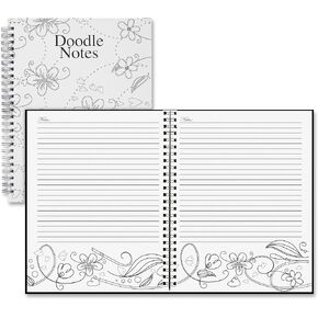 House of Doolittle Notebook, Doodle Flower Black & White, 7 x 9 (HOD78190)