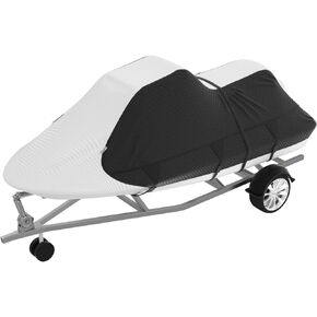 Umbrauto Trailerable Jet Ski Cover, Heavy-Duty 600D Solution-Dyed Polyester PWC Cover, Waterproof Fade and UV Protection Seadoo Cover, Personal Watercraft Covers Fits from 102"-115" 1-2 Seater