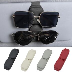 2023 Upgrade Sunglasses Holders for Car Visor Magnetic Visor Clip Genuine Leather Eyeglasses Hanger with Box Car Glasses Ticket Card Clip Car Visor Accessories (Black)