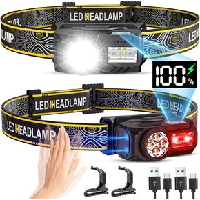Rechargeable Headlamp,2-Pack 2000LM Super Bright 7 Mode LED Headlamp, 1.4oz Lightweight Digital Power Display,Headlamp Flashlight for Father's Day Gift Outdoor Camping Running(Black) in Kuwait