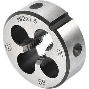 Round Thread Repair Die, M12x1.5 Die 40mm OD, Alloy Tool Steel Left Hand Cylindrical Pipe Threading Tool with 4 Chip Holes - (Applications: for Threading Repairing)