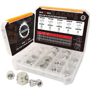 AKM 32 Pcs JIS Cap & Plug Assortment Hydraulic Adapter Fitting Kit Set, Galvanized Steel with Precision Threading 4 6 8 12 16 20
