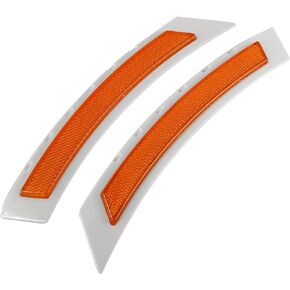 Front Bumper Reflector Strip 63147185743 63147185744 Reflective Cover for BMW 528i 2008-2010 Yellow (Set of 2)